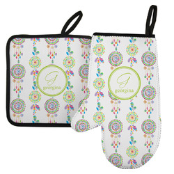 Dreamcatcher Left Oven Mitt & Pot Holder Set w/ Name and Initial