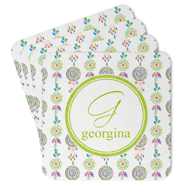 Custom Dreamcatcher Paper Coasters w/ Name and Initial