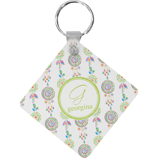 Custom Dreamcatcher Diamond Plastic Keychain w/ Name and Initial
