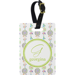 Dreamcatcher Plastic Luggage Tag - Rectangular w/ Name and Initial