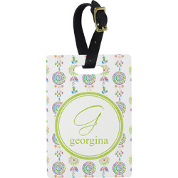 Dreamcatcher Plastic Luggage Tag - Rectangular w/ Name and Initial