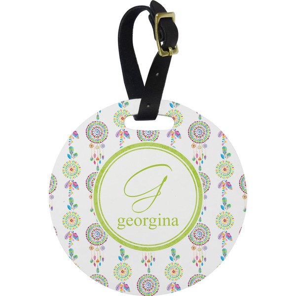 Custom Dreamcatcher Plastic Luggage Tag - Round (Personalized)