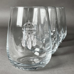 Dreamcatcher Stemless Wine Glasses (Set of 4) (Personalized)