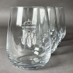 Dreamcatcher Stemless Wine Glasses (Set of 4) (Personalized)