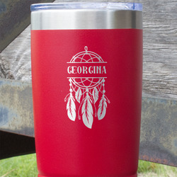 Dreamcatcher 20 oz Stainless Steel Tumbler - Red - Single Sided (Personalized)