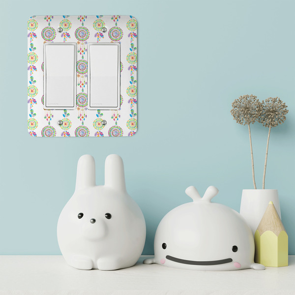 Dreamcatcher Rocker Light Switch Covers - Double - IN CONTEXT