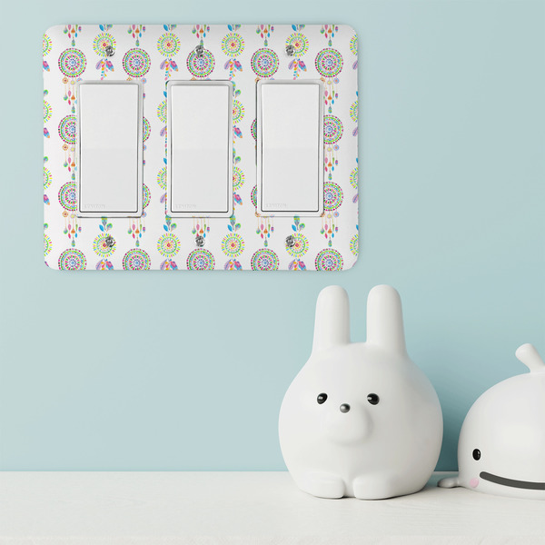 Dreamcatcher Rocker Light Switch Covers - Triple - IN CONTEXT