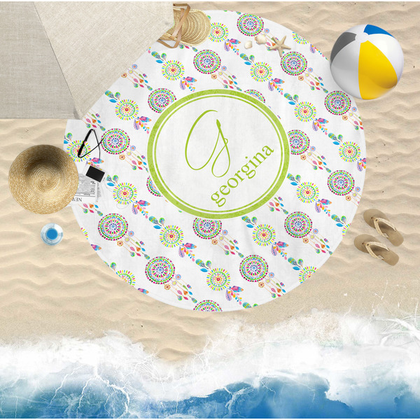 Dreamcatcher Round Beach Towel Lifestyle