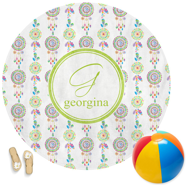 Custom Dreamcatcher Round Beach Towel (Personalized)