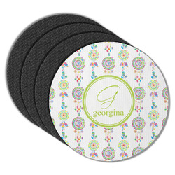 Dreamcatcher Round Rubber Backed Coasters - Set of 4 (Personalized)