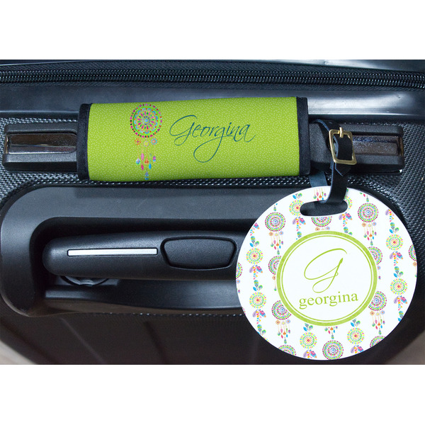 Dreamcatcher Round Luggage Tag & Handle Wrap - In Context