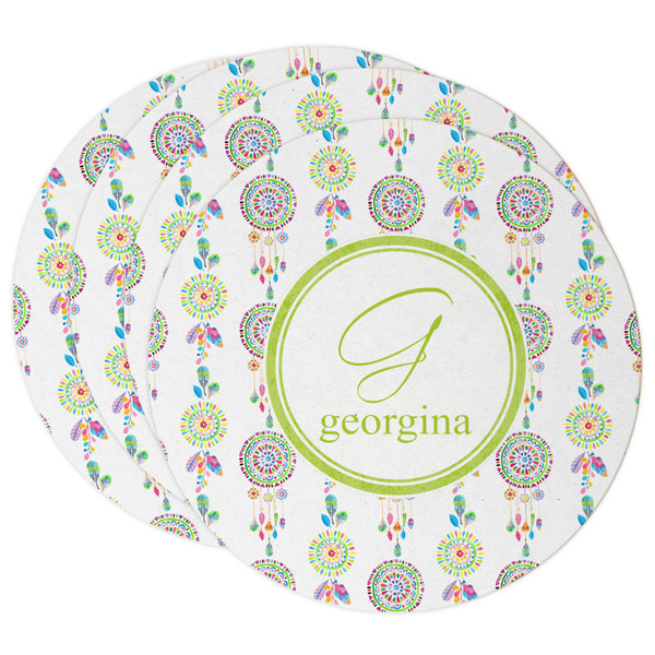 Custom Dreamcatcher Round Paper Coasters w/ Name and Initial