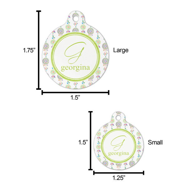 Dreamcatcher Round Pet ID Tag - Large - Comparison Scale
