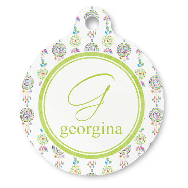 Custom Dreamcatcher Round Pet ID Tag - Large (Personalized)