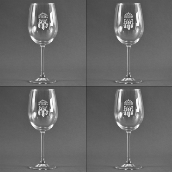 Dreamcatcher Set of Four Personalized Wineglasses (Approval)