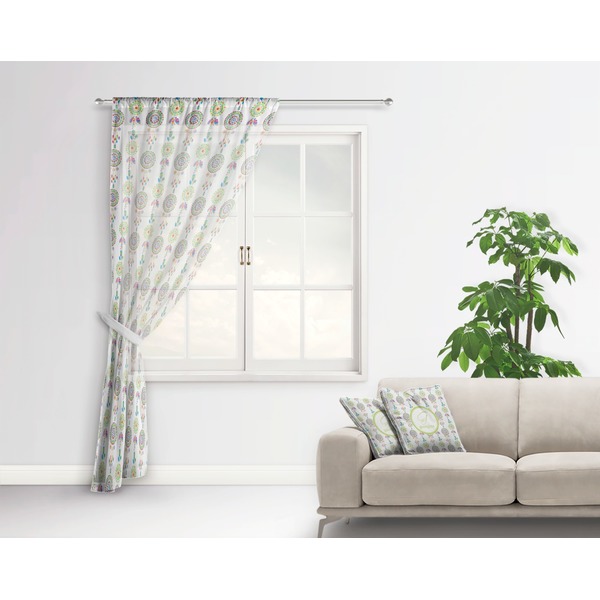 Dreamcatcher Sheer Curtain With Window and Rod - in Room Matching Pillow