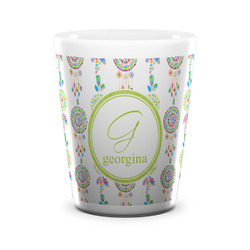 Dreamcatcher Ceramic Shot Glass - 1.5 oz - White - Set of 4 (Personalized)