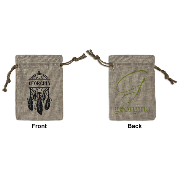 Custom Dreamcatcher Small Burlap Gift Bag - Front & Back (Personalized)