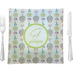 Dreamcatcher 9.5" Glass Square Lunch / Dinner Plate- Single or Set of 4 (Personalized)