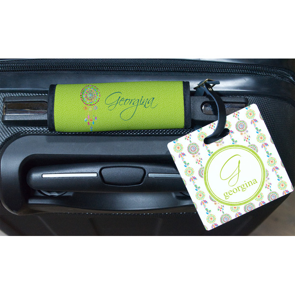 Dreamcatcher Square Luggage Tag & Handle Wrap - In Context