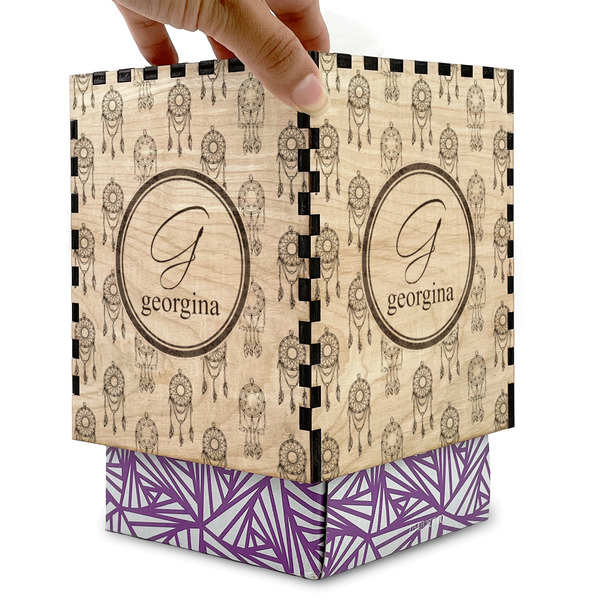 Dreamcatcher Square Tissue Box Covers - Wood - with box