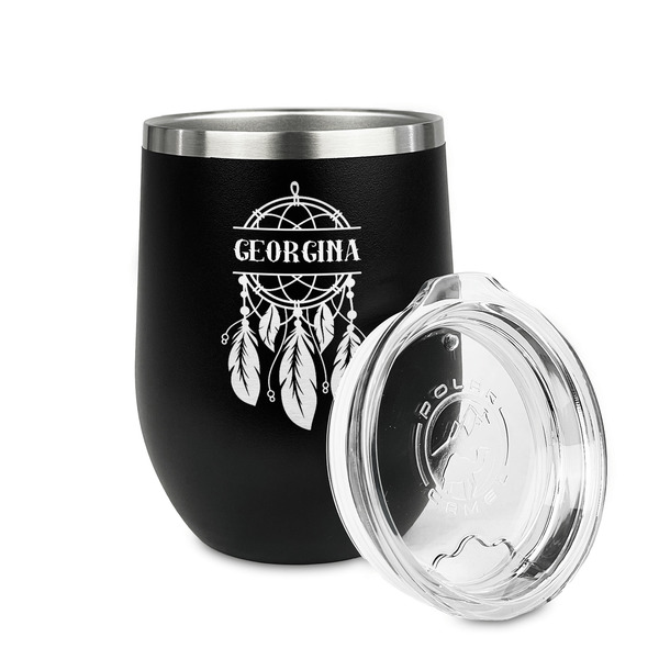 Dreamcatcher Stainless Wine Tumblers - Black - Double Sided - Alt View