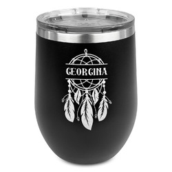 Dreamcatcher Stemless Stainless Steel Wine Tumbler - Black - Single Sided (Personalized)