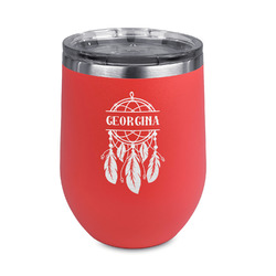 Dreamcatcher Stemless Stainless Steel Wine Tumbler - Coral - Double Sided (Personalized)