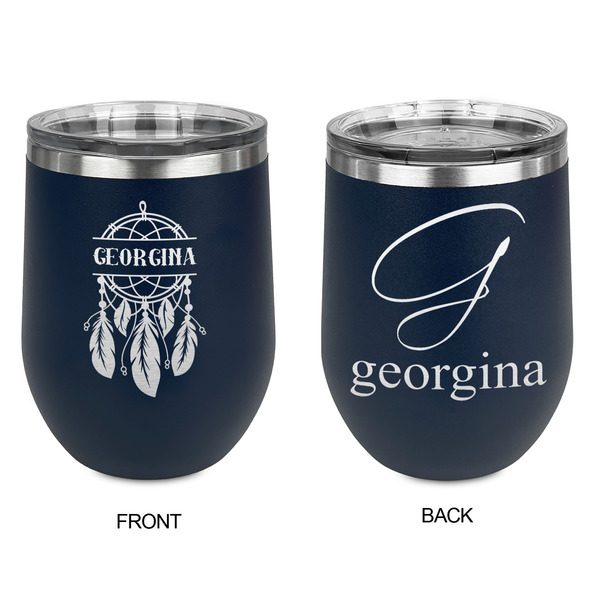 Dreamcatcher Stainless Wine Tumblers - Navy - Double Sided - Approval