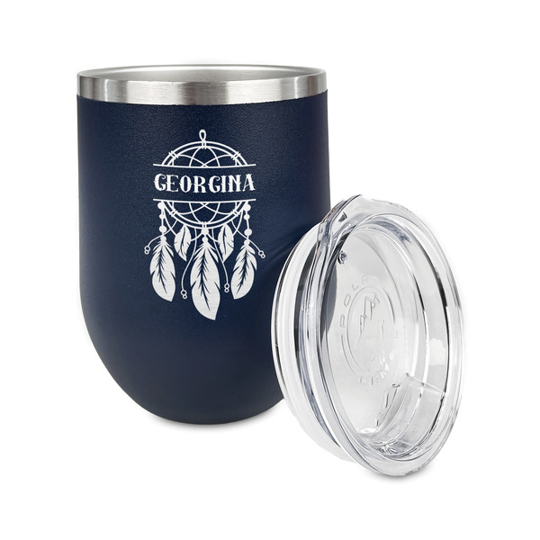 Dreamcatcher Stainless Wine Tumblers - Navy - Single Sided - Alt View
