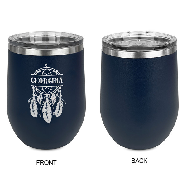 Dreamcatcher Stainless Wine Tumblers - Navy - Single Sided - Approval