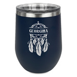 Dreamcatcher Stemless Stainless Steel Wine Tumbler - Navy - Single Sided (Personalized)