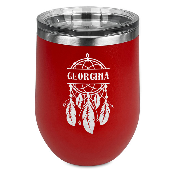 Custom Dreamcatcher Stemless Stainless Steel Wine Tumbler - Red - Double Sided (Personalized)