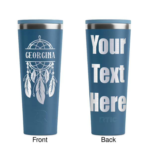 Dreamcatcher Steel Blue RTIC Everyday Tumbler - 28 oz. - Front and Back