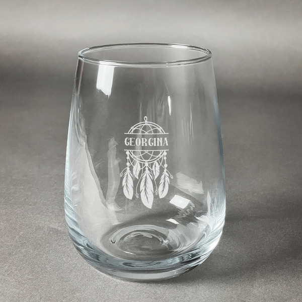 Custom Dreamcatcher Stemless Wine Glass (Single) (Personalized)