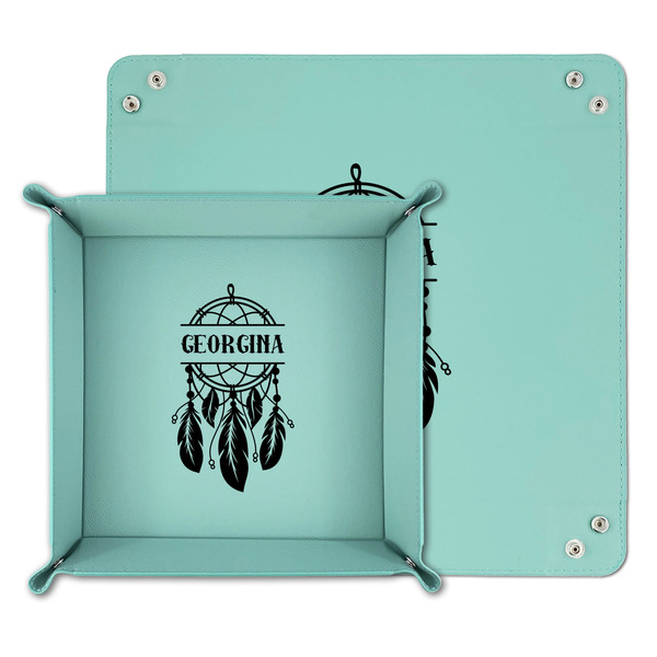 Dreamcatcher Teal Faux Leather Valet Trays - PARENT MAIN