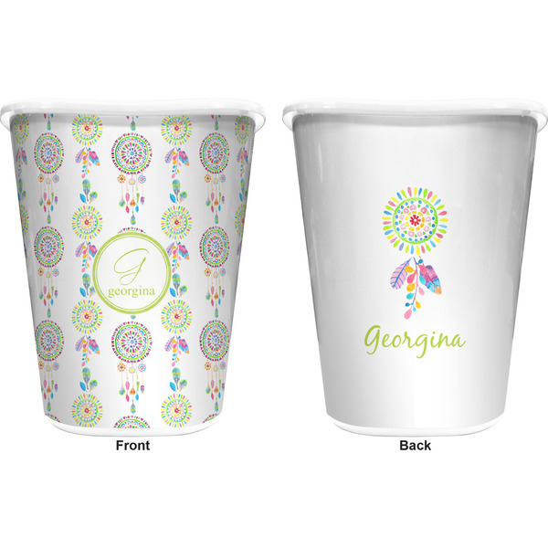 Dreamcatcher Trash Can White - Front and Back - Apvl