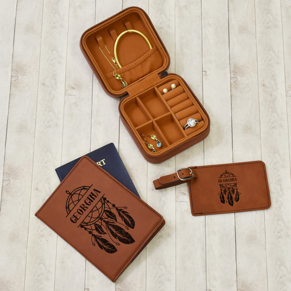 Dreamcatcher Travel Jewelry Boxes - Leather - Rawhide - In Context