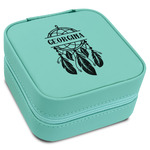 Dreamcatcher Travel Jewelry Box - Teal Leather (Personalized)