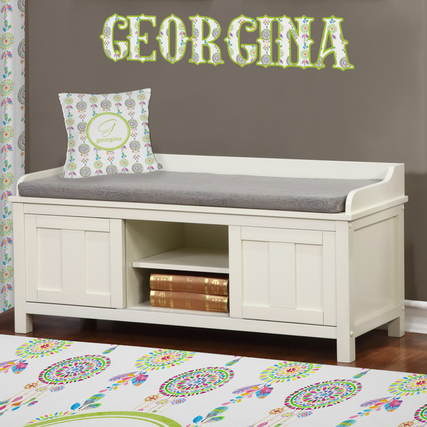 Dreamcatcher Wall Name Decal Above Storage bench