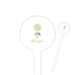 Dreamcatcher 4" Round Plastic Food Picks - White - Single Sided (Personalized)