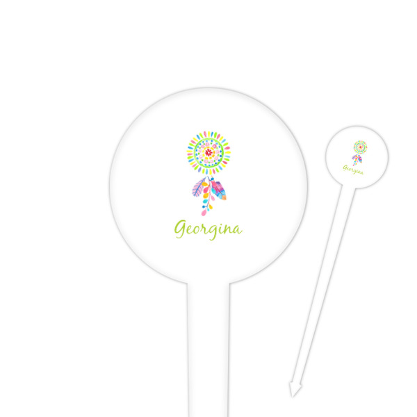 Custom Dreamcatcher 4" Round Plastic Food Picks - White - Double Sided (Personalized)
