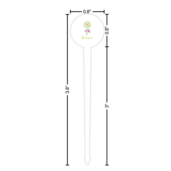 Dreamcatcher White Plastic 4" Food Pick - Round - Dimensions