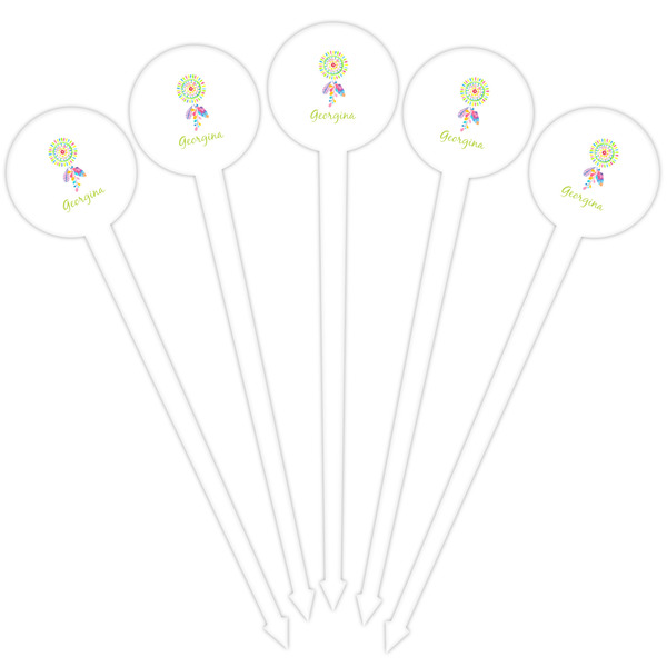 Dreamcatcher White Plastic 4" Food Pick - Round - Fan View