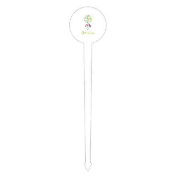 Dreamcatcher White Plastic 4" Food Pick - Round - Single Pick