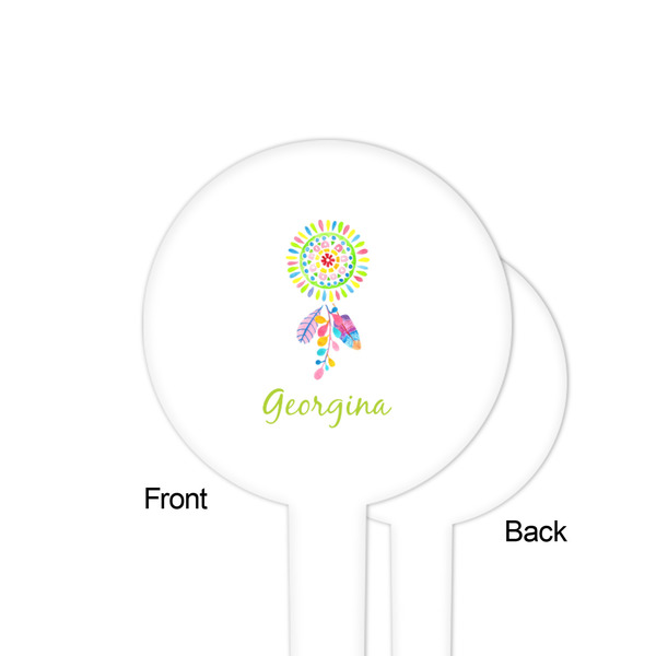 Dreamcatcher White Plastic 4" Food Pick - Round - Single Sided - Front & Back