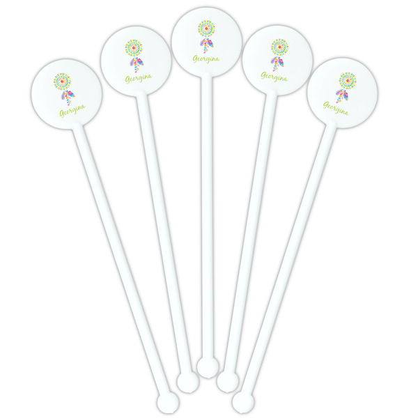 Dreamcatcher White Plastic 5.5" Stir Stick - Fan View