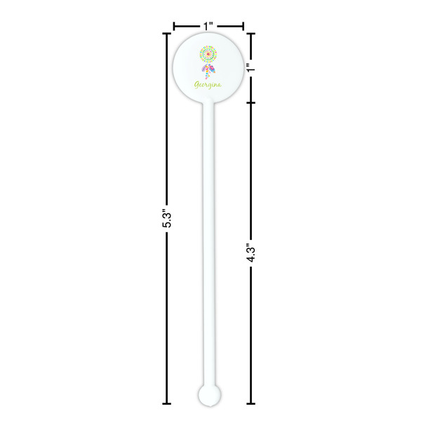 Dreamcatcher White Plastic 5.5" Stir Stick - Round - Dimensions