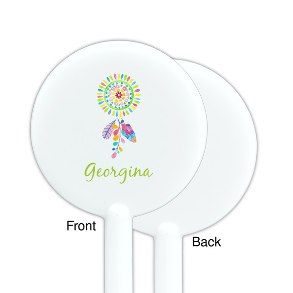 Dreamcatcher White Plastic 5.5" Stir Stick - Single Sided - Round - Front & Back
