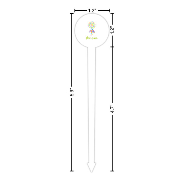 Dreamcatcher White Plastic 6" Food Pick - Round - Dimensions